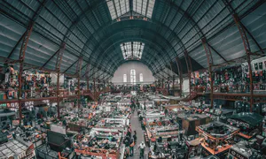 panaromic view of a market hall