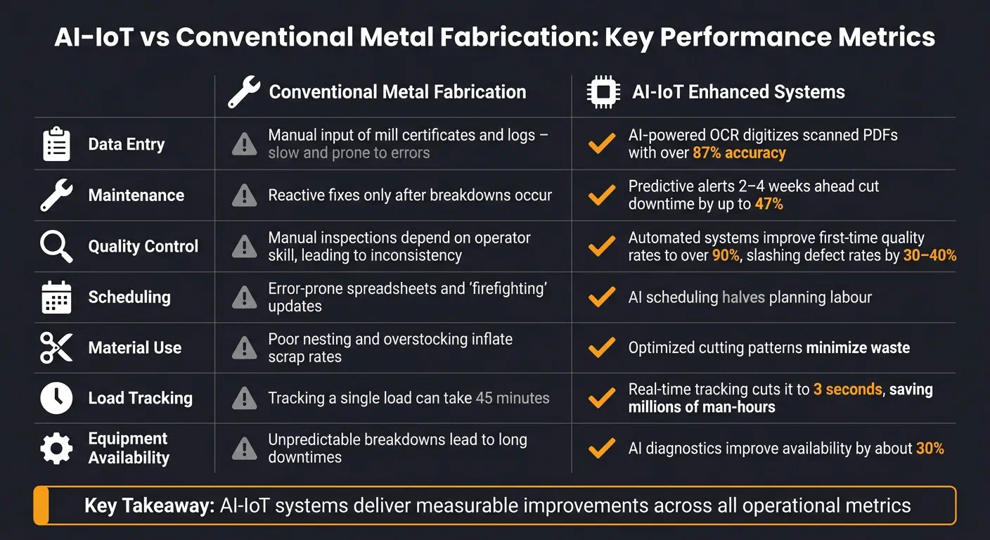 AI-IoT vs Conventional Metal Fabrication: Performance Comparison