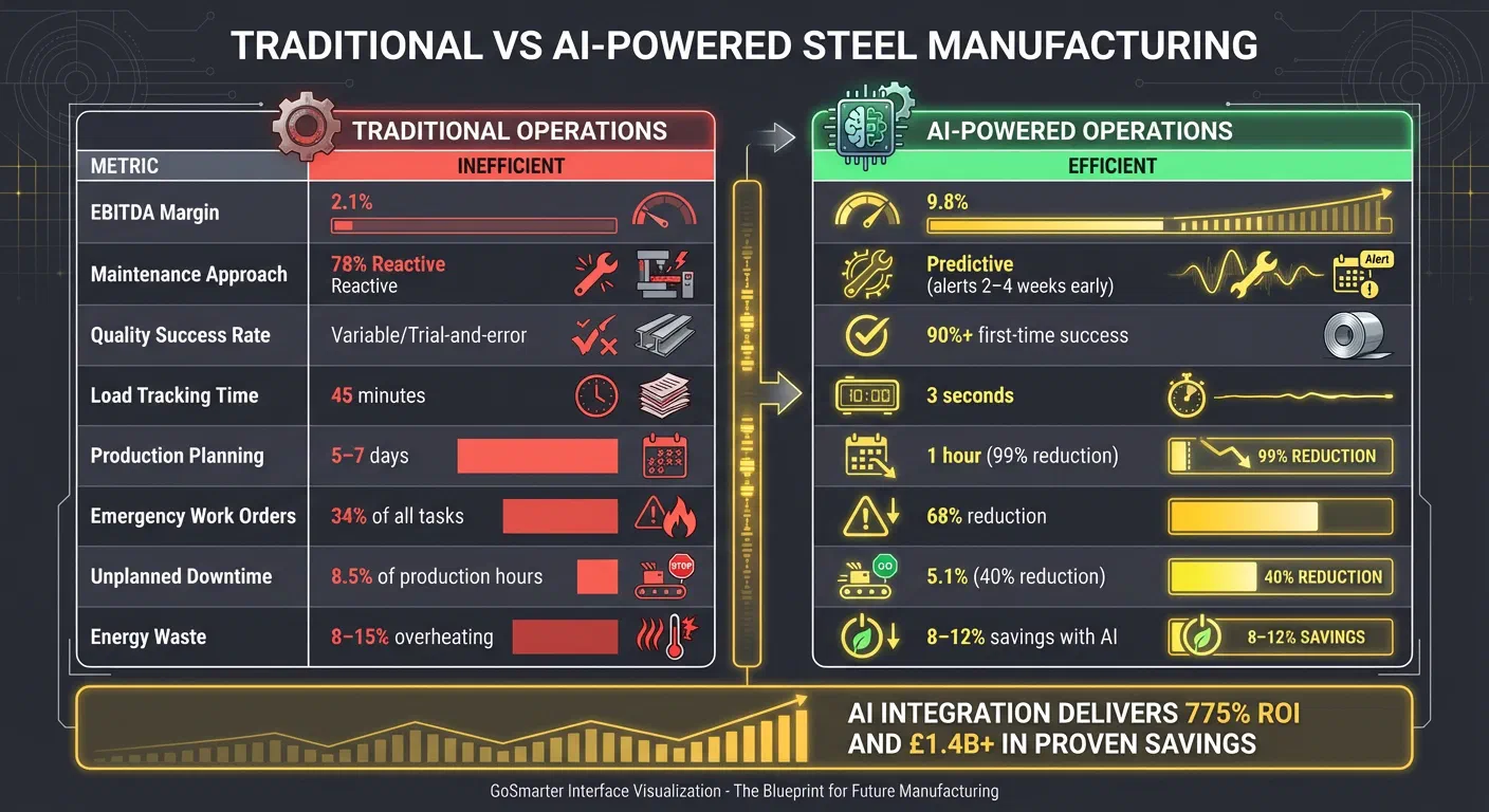 Traditional vs AI-Powered Steel Manufacturing: Performance Metrics Comparison