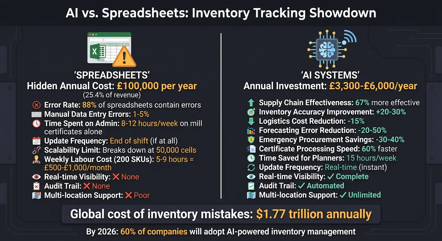 AI vs Spreadsheets for Inventory Management: Cost and Performance Comparison
