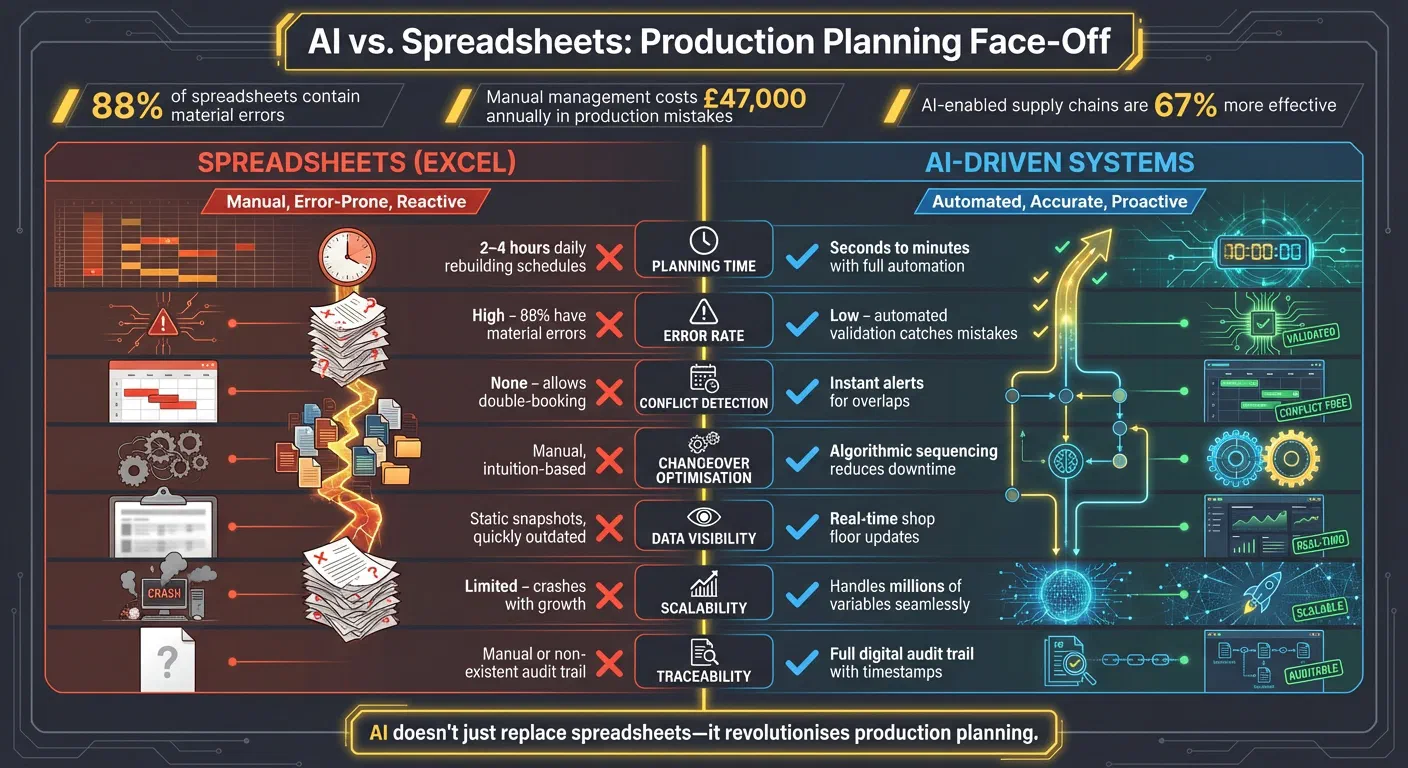 AI vs Spreadsheets Production Planning Comparison