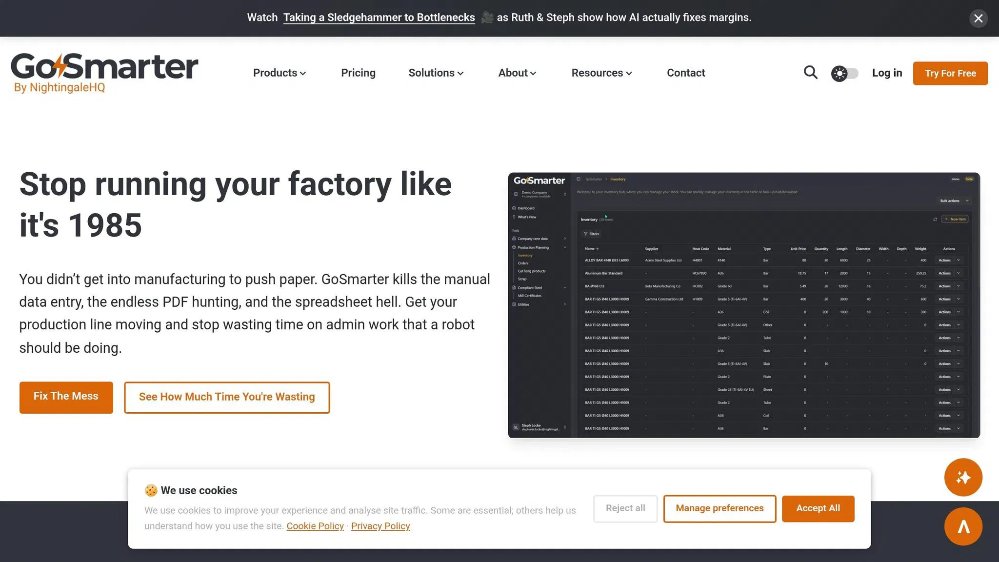 Screenshot of GoSmarter's MillCert Reader extracting heat numbers and certificate fields from a mill test certificate