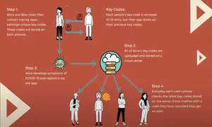 Diagram explaining decentralised contact tracing process