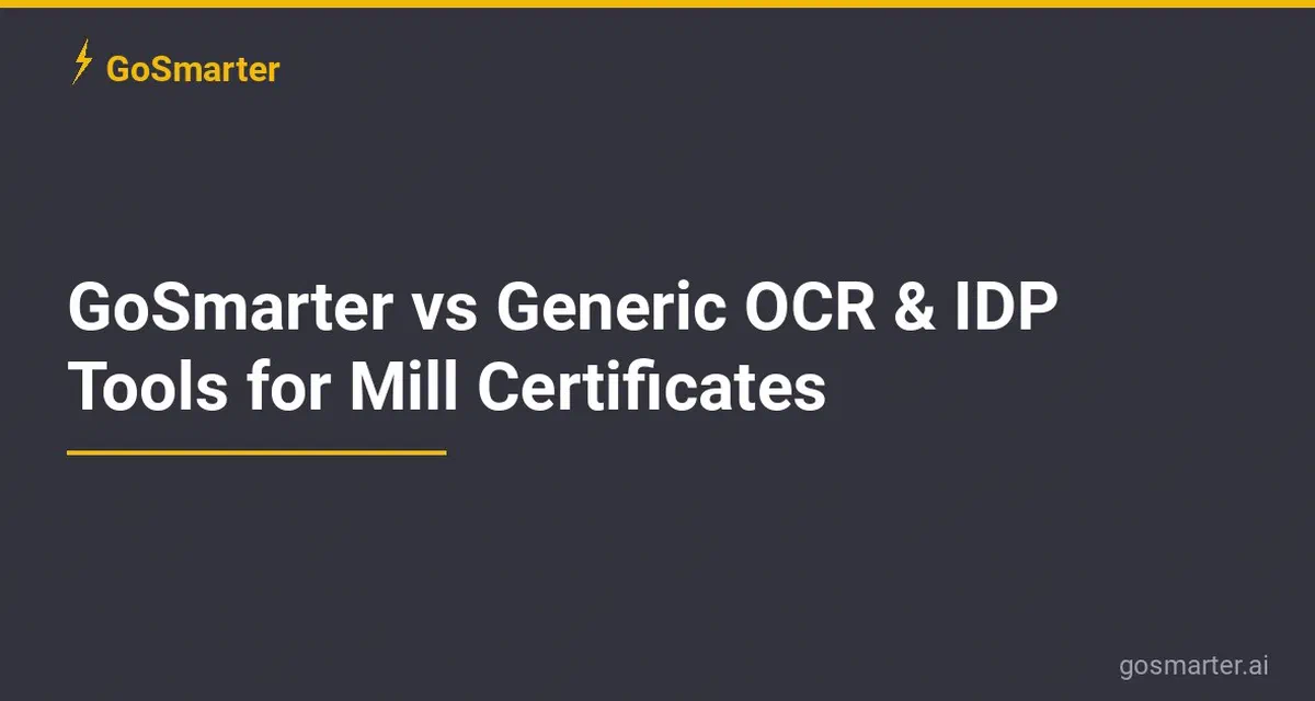 GoSmarter vs Generic OCR/IDP Tools for Mill Certificates: Why Metals-Specific AI Wins