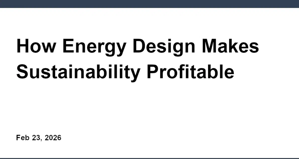 How Energy Design Makes Sustainability Profitable