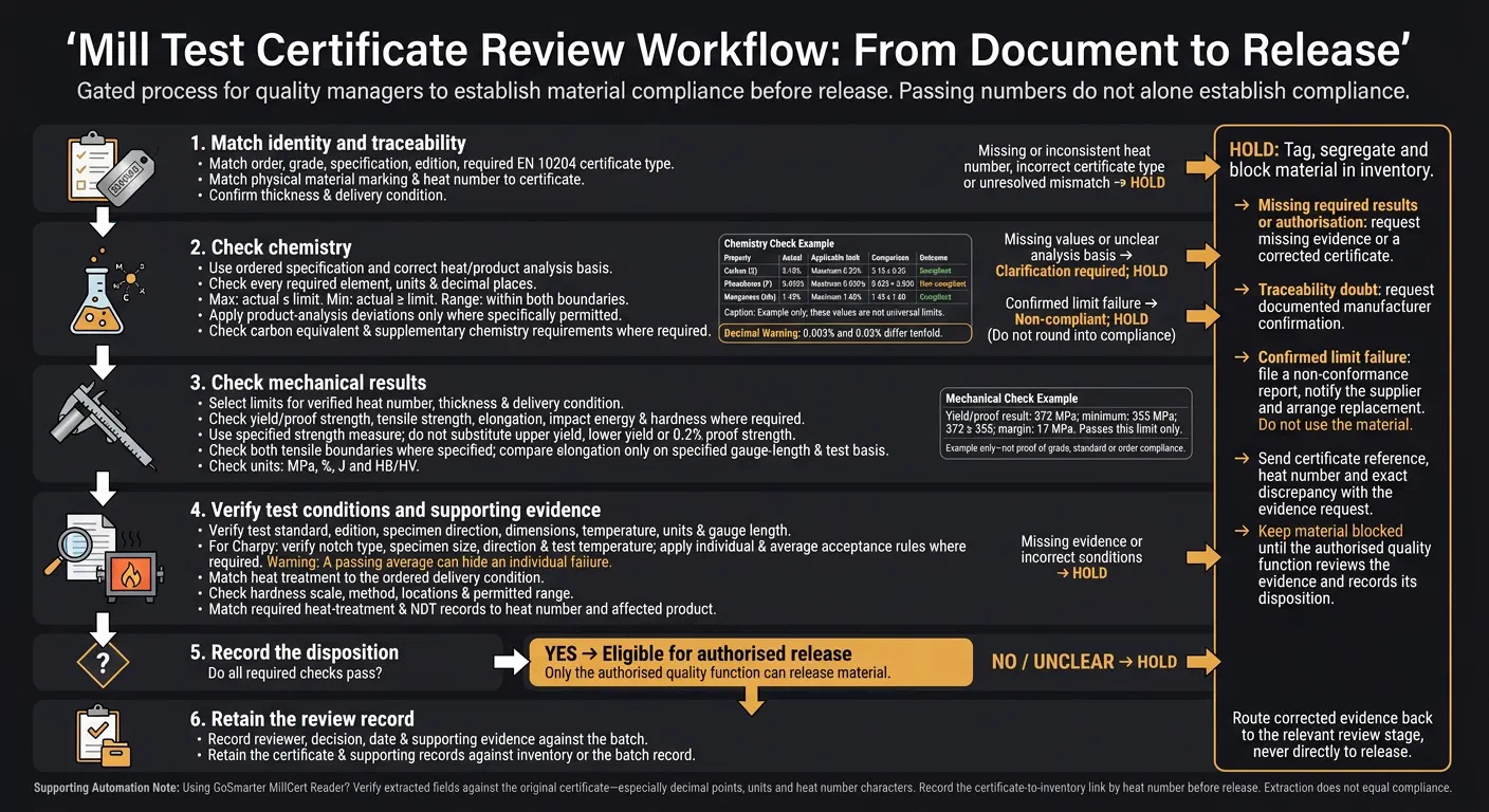 Mill Test Certificate Review: Check, Hold or Release
