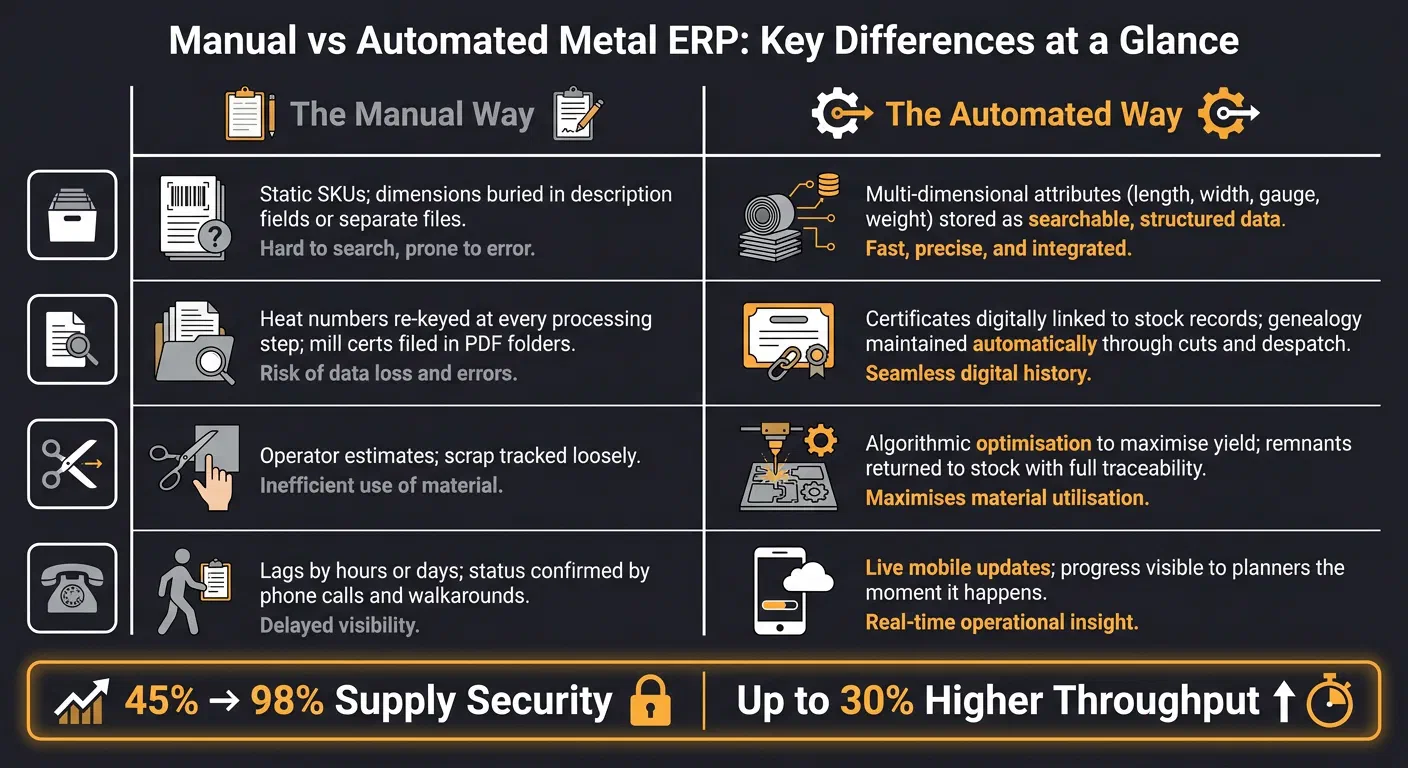 Manual vs Automated Metal ERP: Key Differences at a Glance