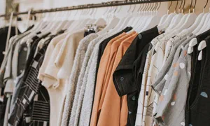 close-up shot of a clothes rack