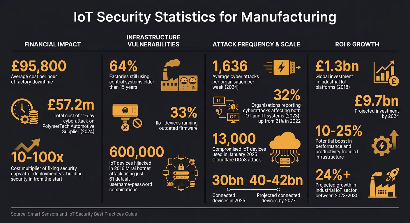 IoT Security Statistics and Cost of Cyber Attacks in Manufacturing