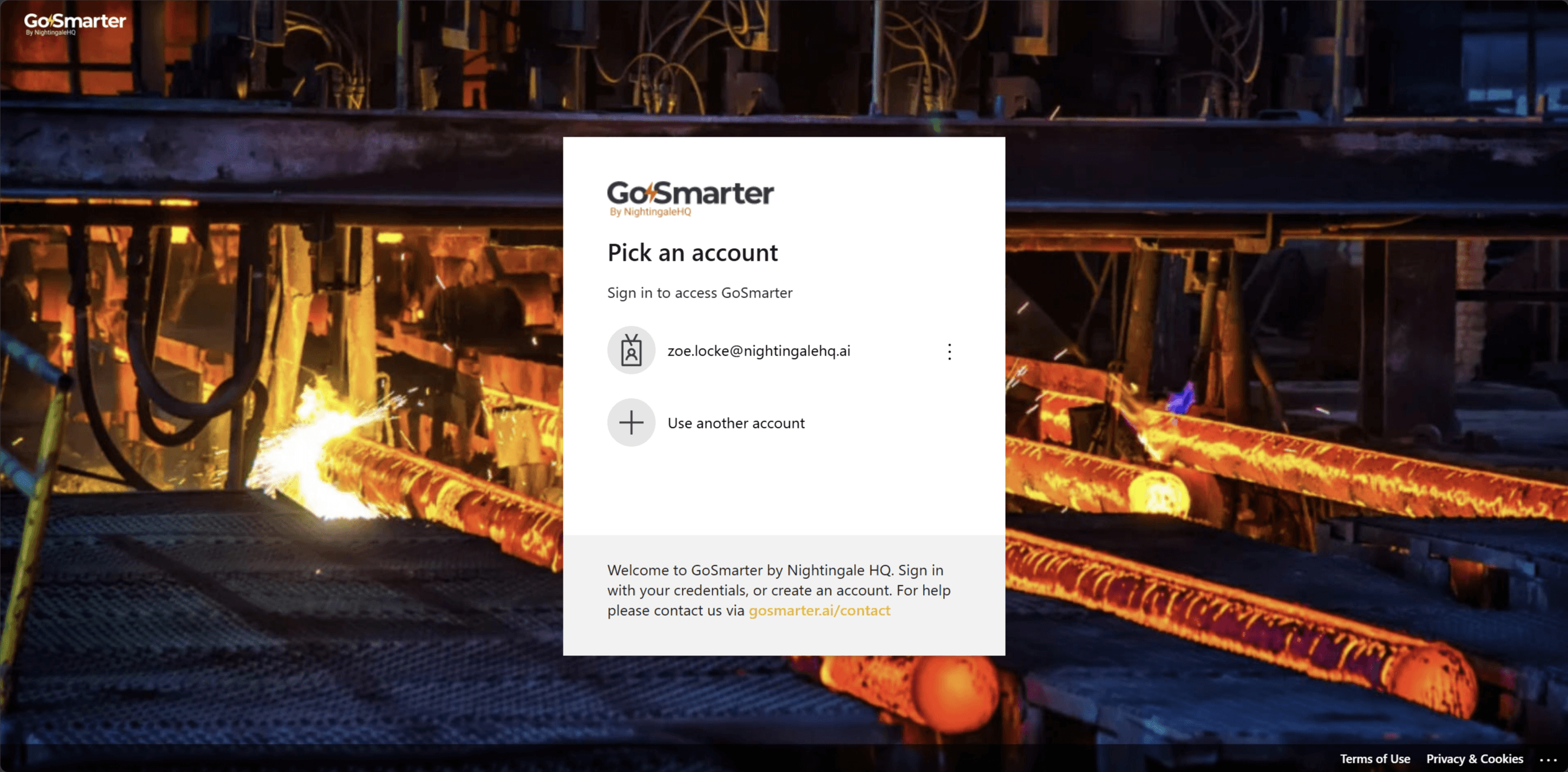Microsoft account selection screen