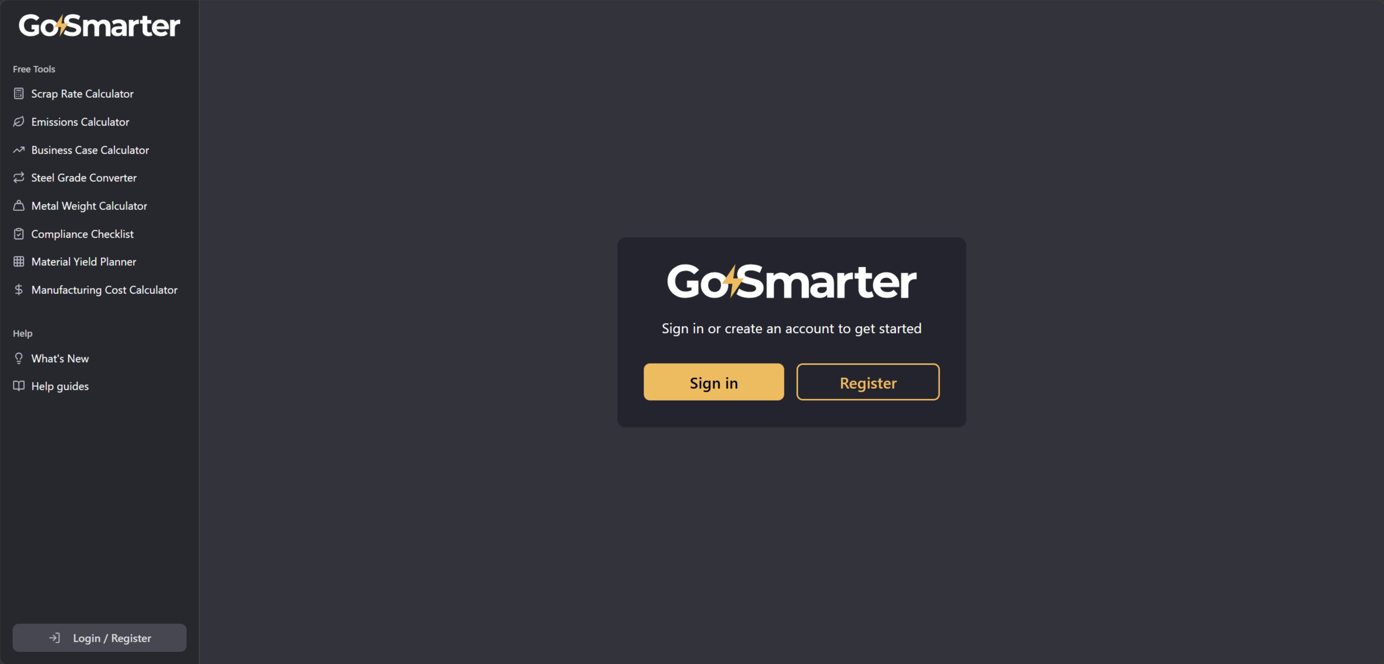 GoSmarter login screen with Sign In button