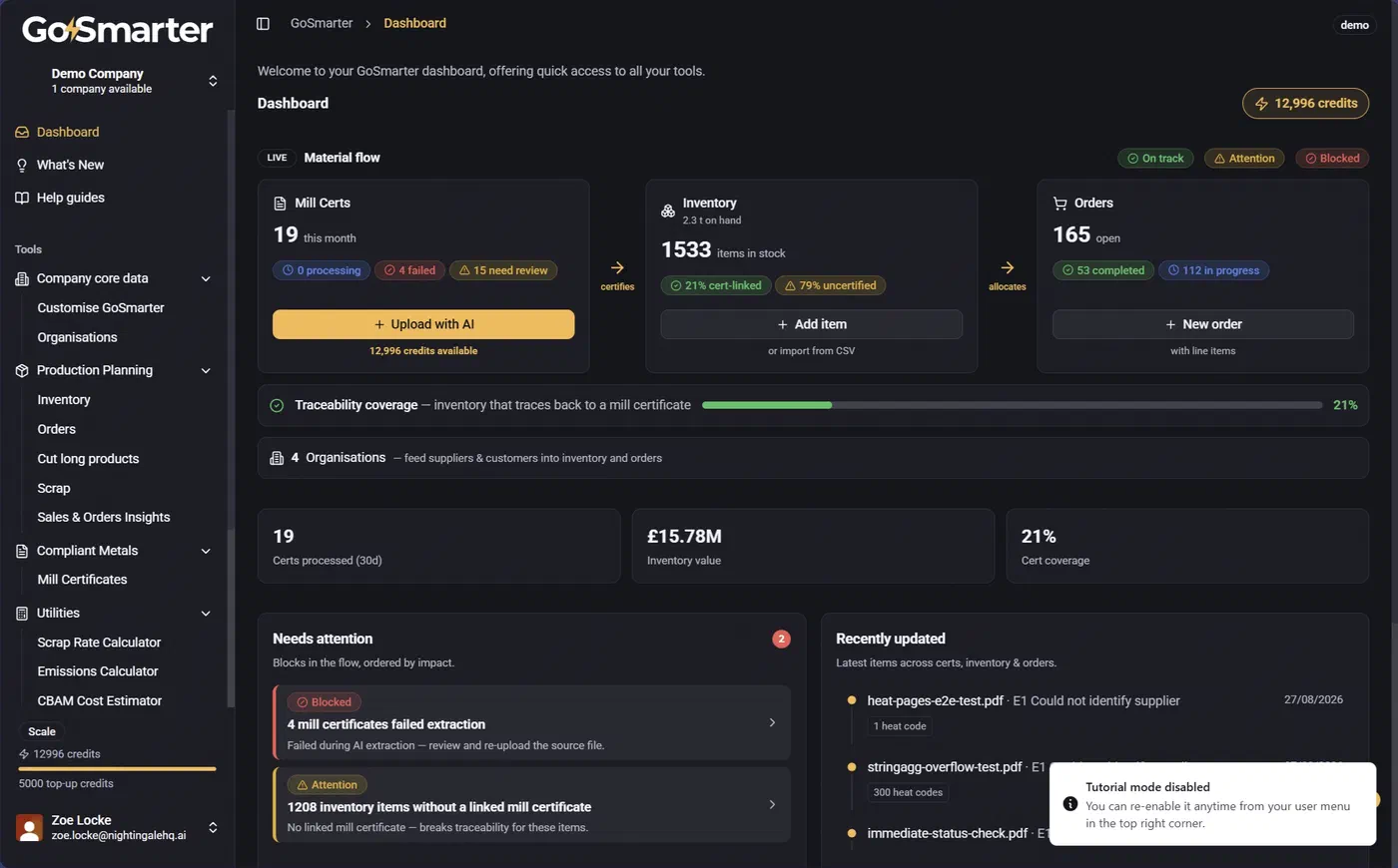 Tutorial mode disabled confirmation message after closing the tips panel