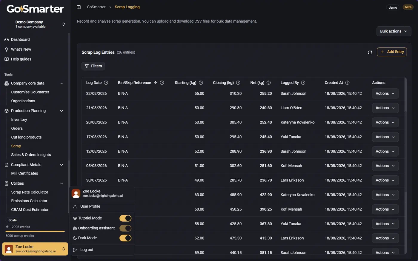 Tutorial Mode toggle in the user menu