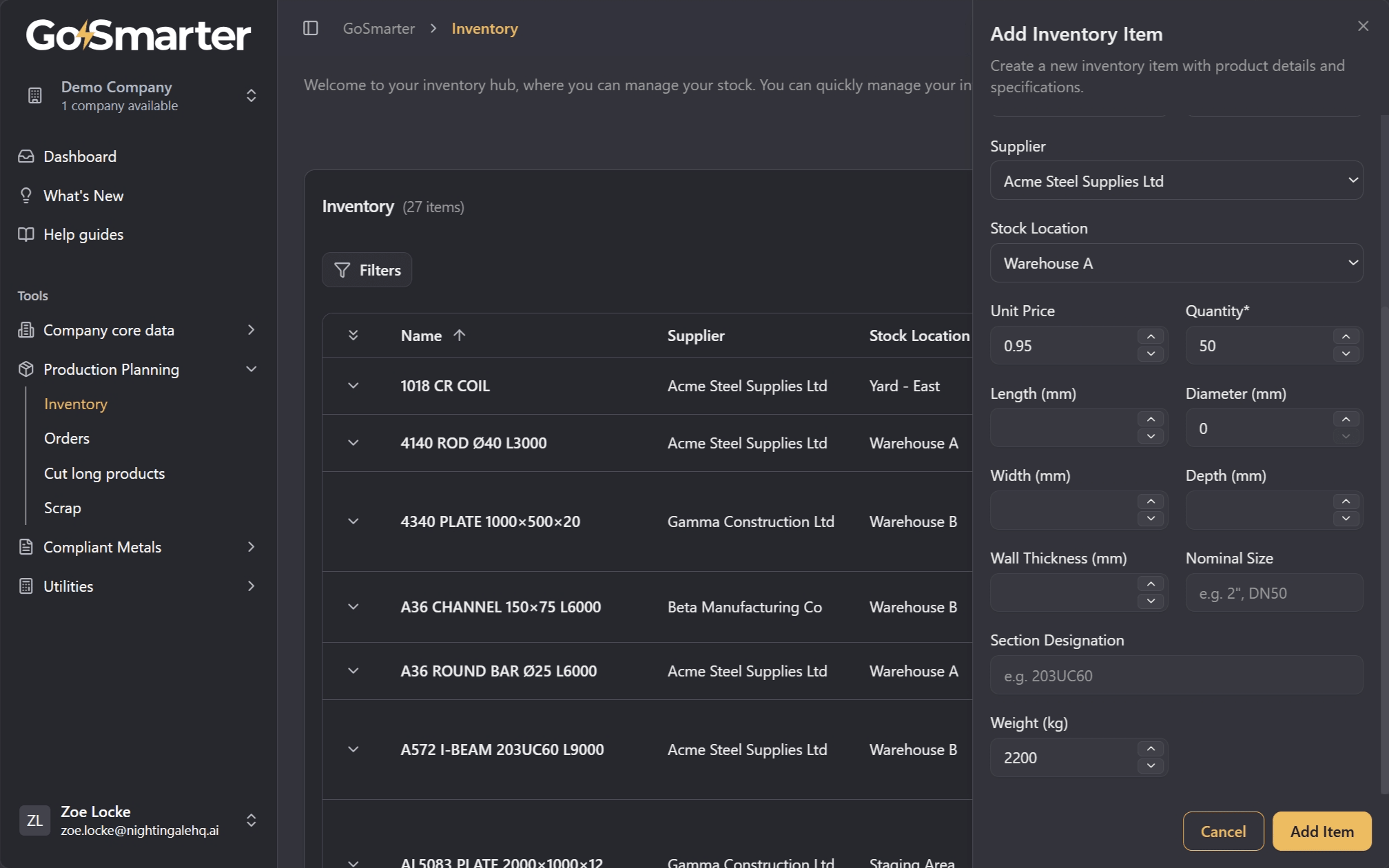 Scrolled view of the New Item form showing additional attribute options