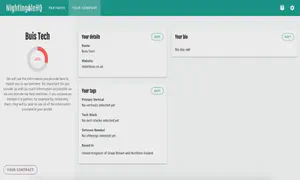 screenshot of Nightingale HQ AI Connect app showing 'YOUR COMPANY' page