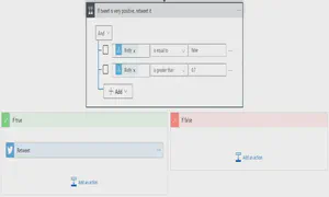 Within the If true box, choose the If tweet is very positive, retweet it action
