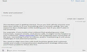 Testing the chatbot conversation example