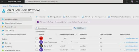 User management in the Azure portal