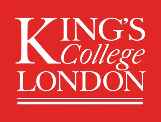 King's College London logo in white text on a red background.