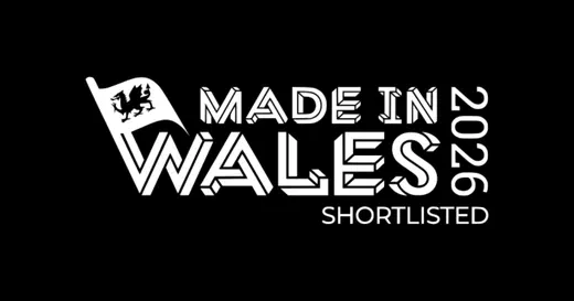 Made in Wales Awards 2026 Shortlisted logo on a black background.
