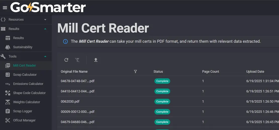 Millcert reader