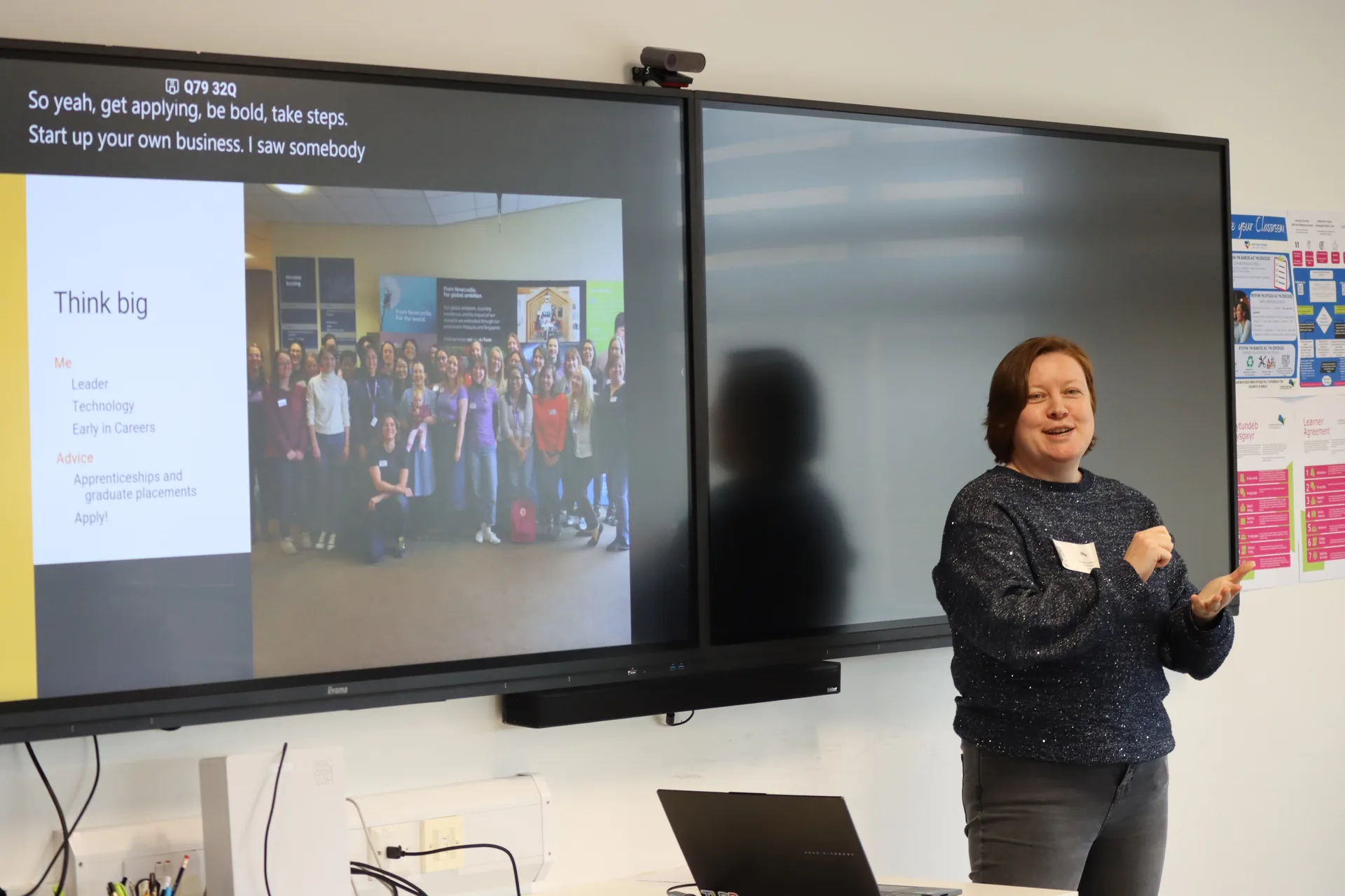Steph Locke presenting at the FinTech Wales coding bootcamp inspiration day, Cardiff and Vale College, May 2026