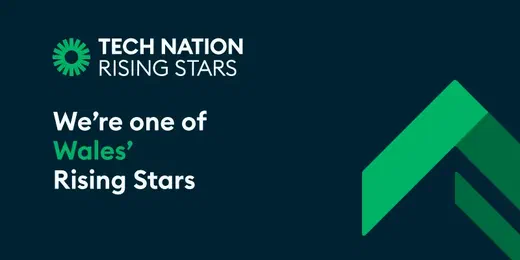Tech Nation Rising Stars banner reading "We're one of Wales' Rising Stars"