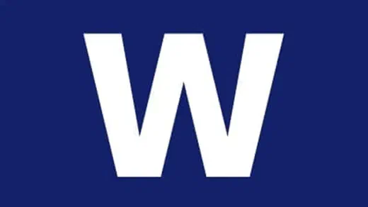 Large white letter W on a dark blue background