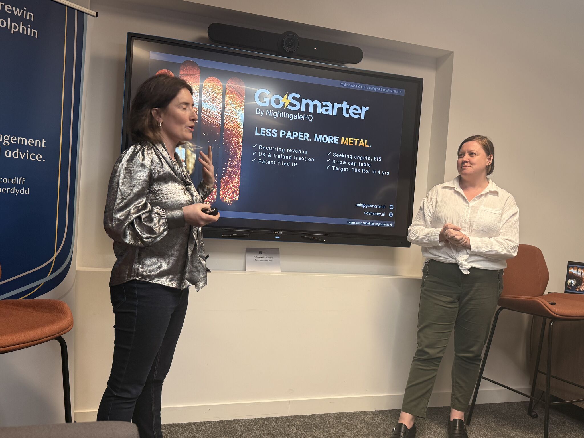 Steph Locke and Ruth Kearney at the Women Angels of Wales pitch event, Cardiff, March 2026