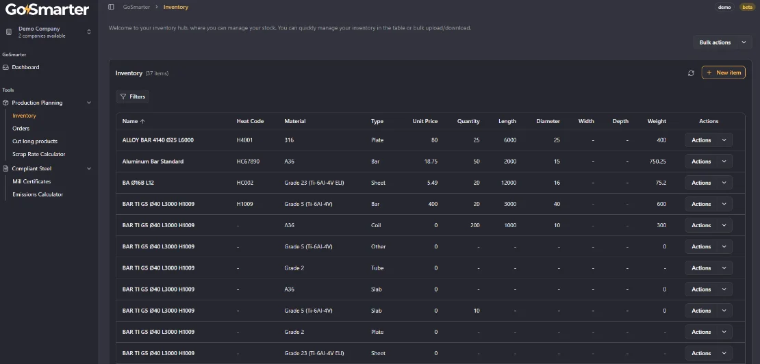 Image of GoSmarter Inventory app on screen