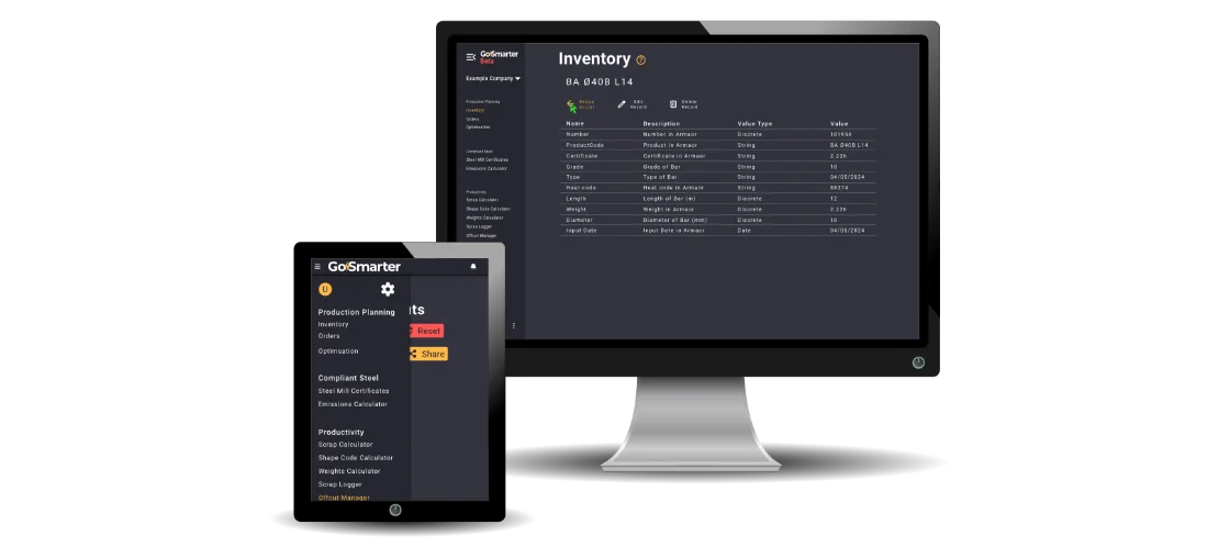 Our app displayed on a computer monitor